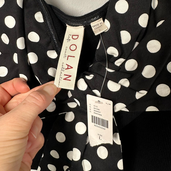 NWT Dolan Cropped Bow Polka Dot Ribbed Sweater Tank Size Large - Picture 6 of 10